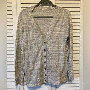 J. Crew Grey And White Button Down Sweater Size Large